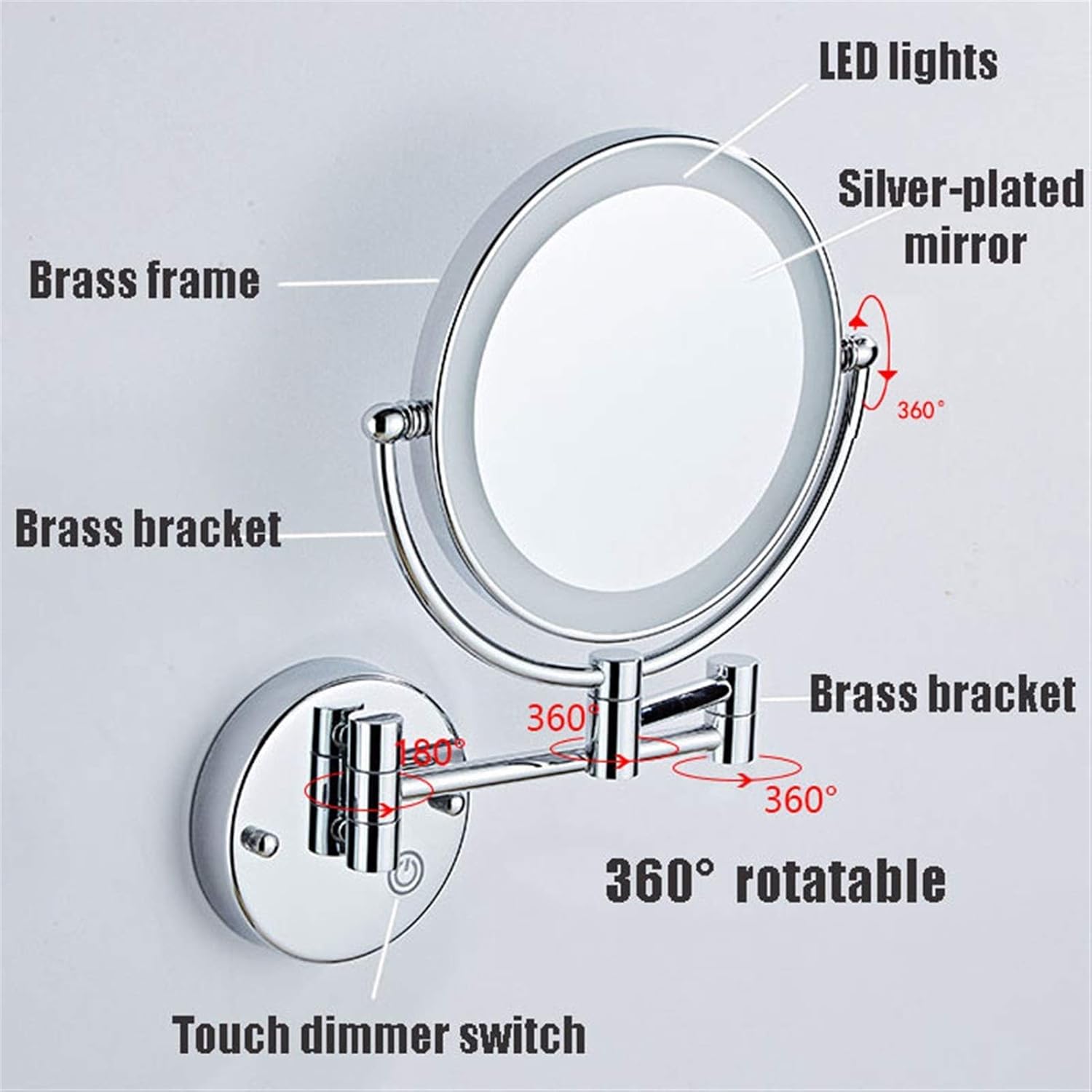 AMHIL Makeup Mirror Wall Mounted 360 Rotate