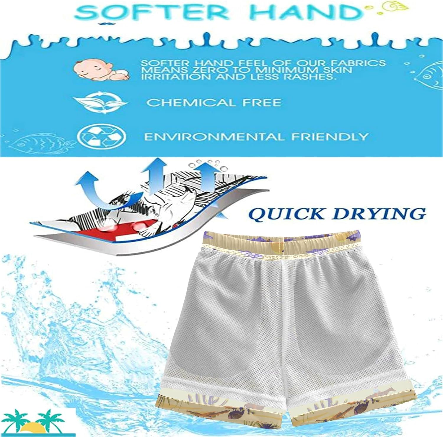 Visesunny Boys Board Shorts 50 Sun Protection