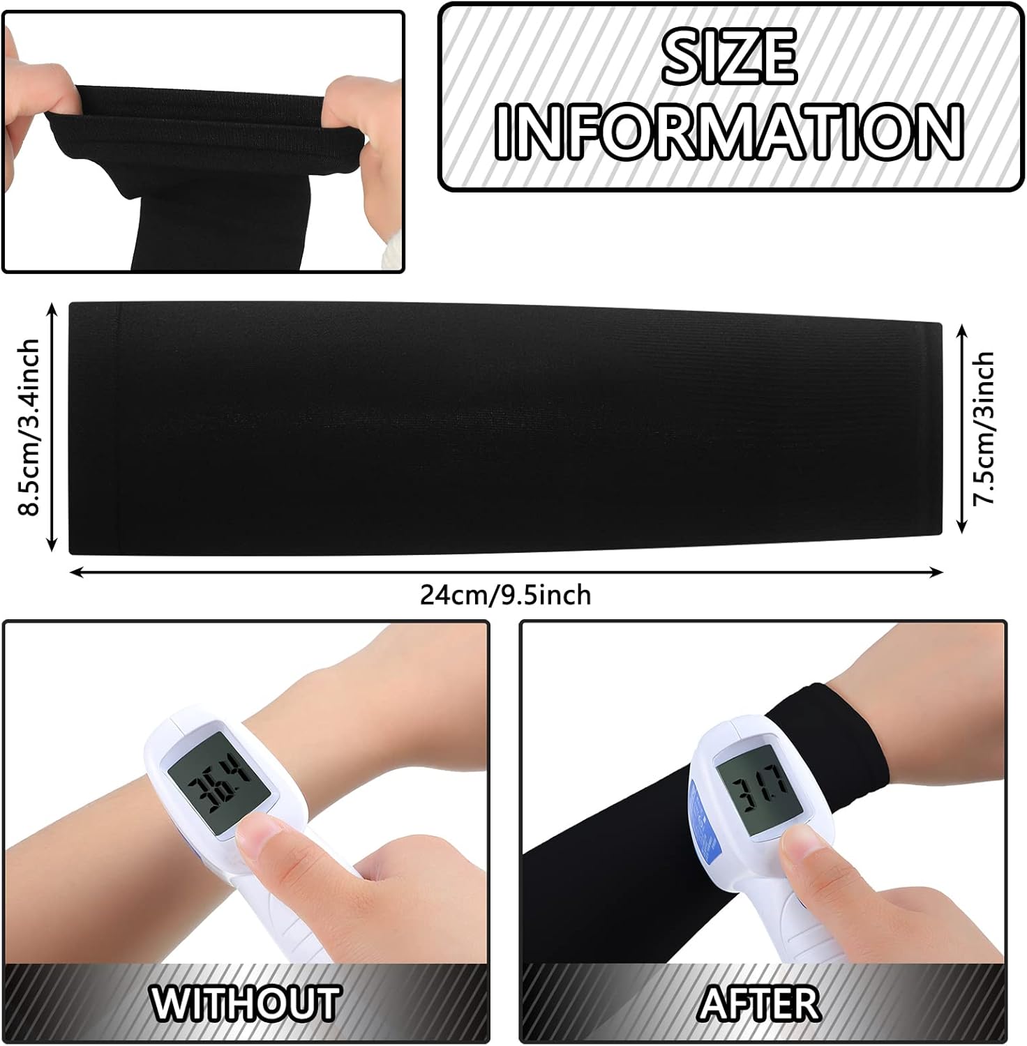 Zhanmai 8 Pairs Breathable Compression Arm Sleeves for Kids