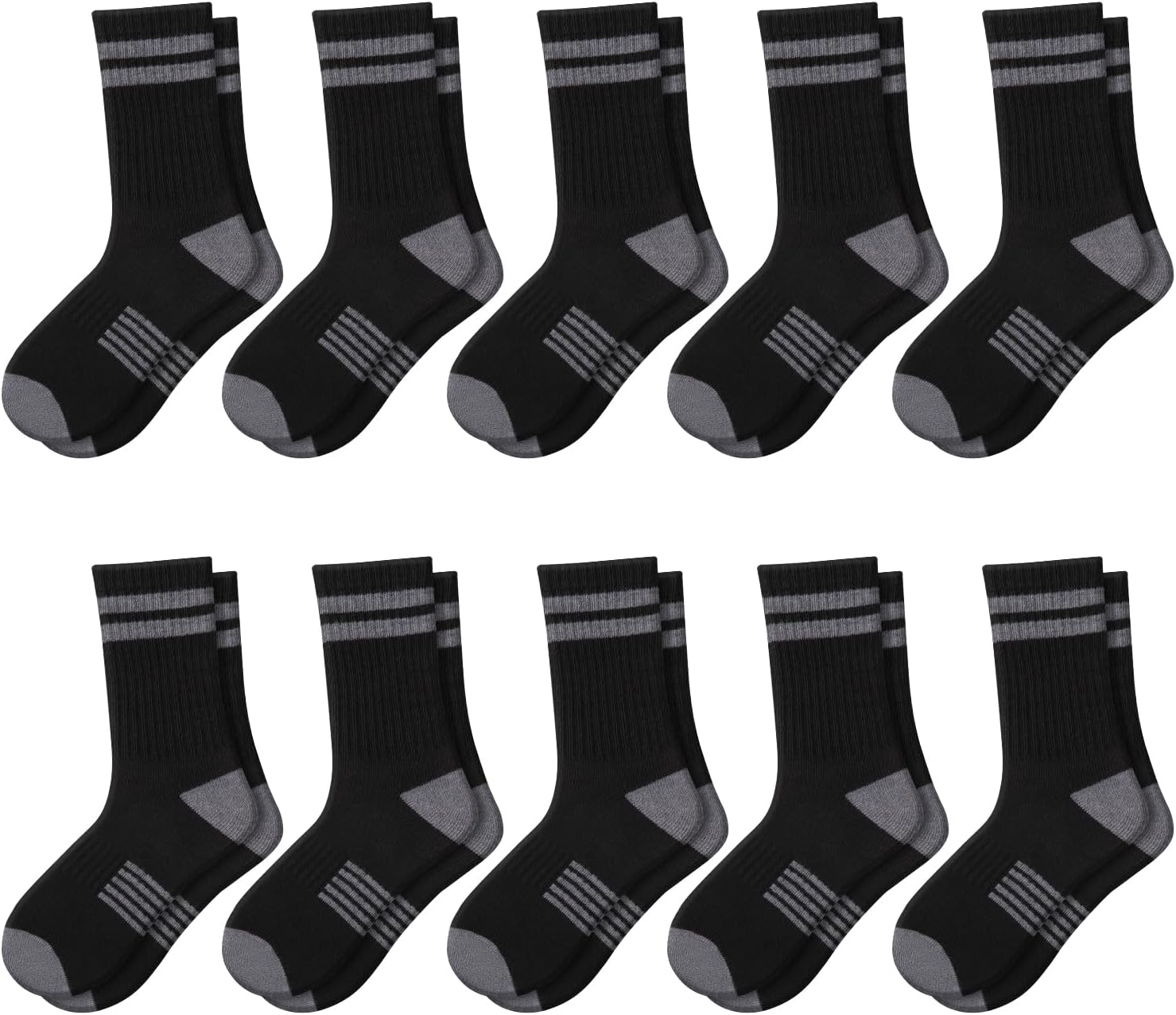 Comfoex 10 Pairs Boys Crew Long Sports Socks for 4-6 6-8 8-10 Year Old Kids