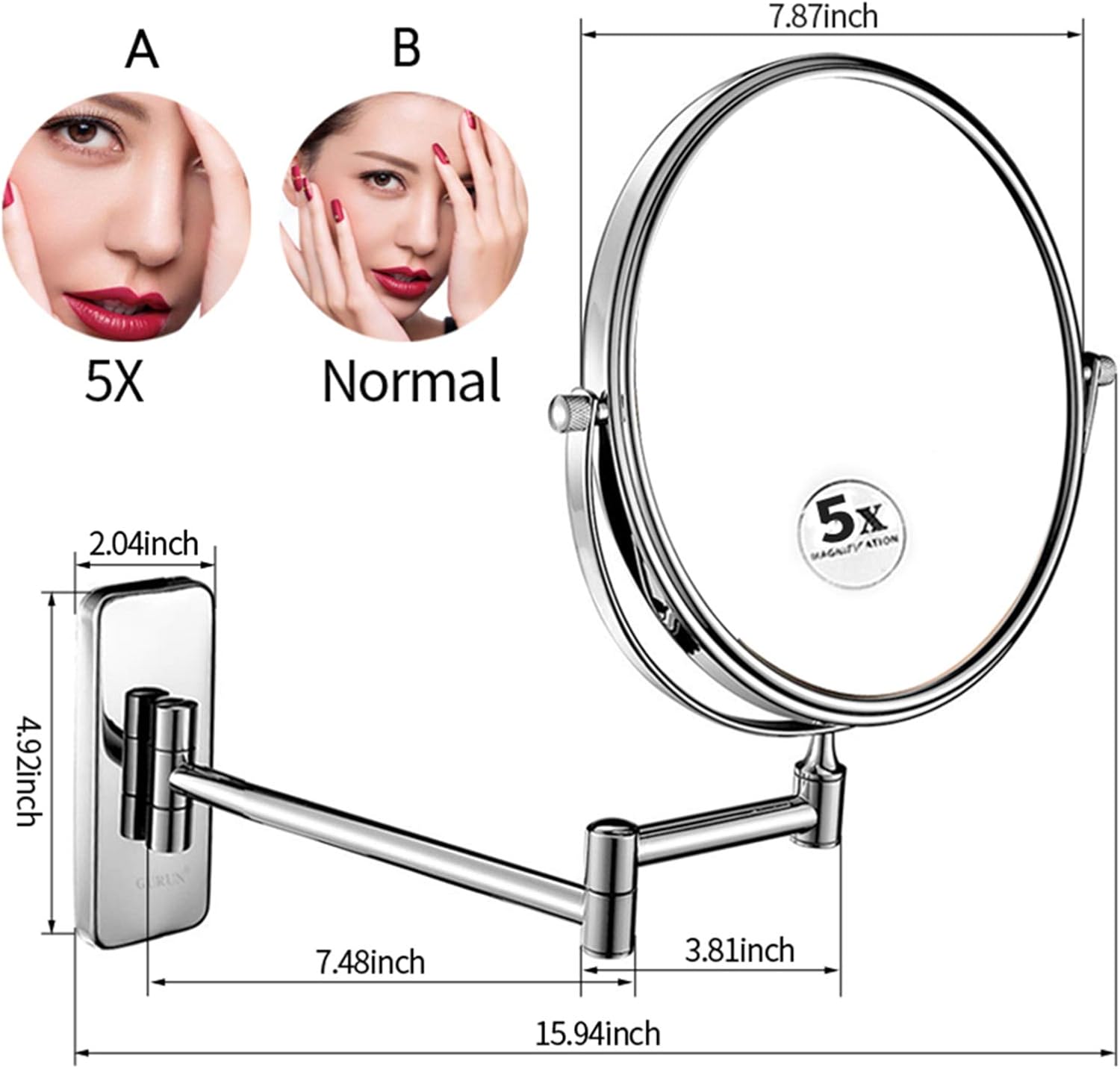 8 Inch Double-Sided Shaving Mirror for Makeup