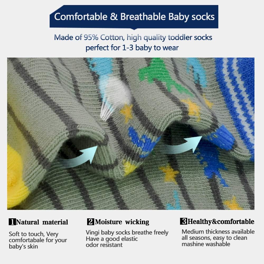 SkiBeaut Toddler Socks 12 Pairs Non Slip Grips