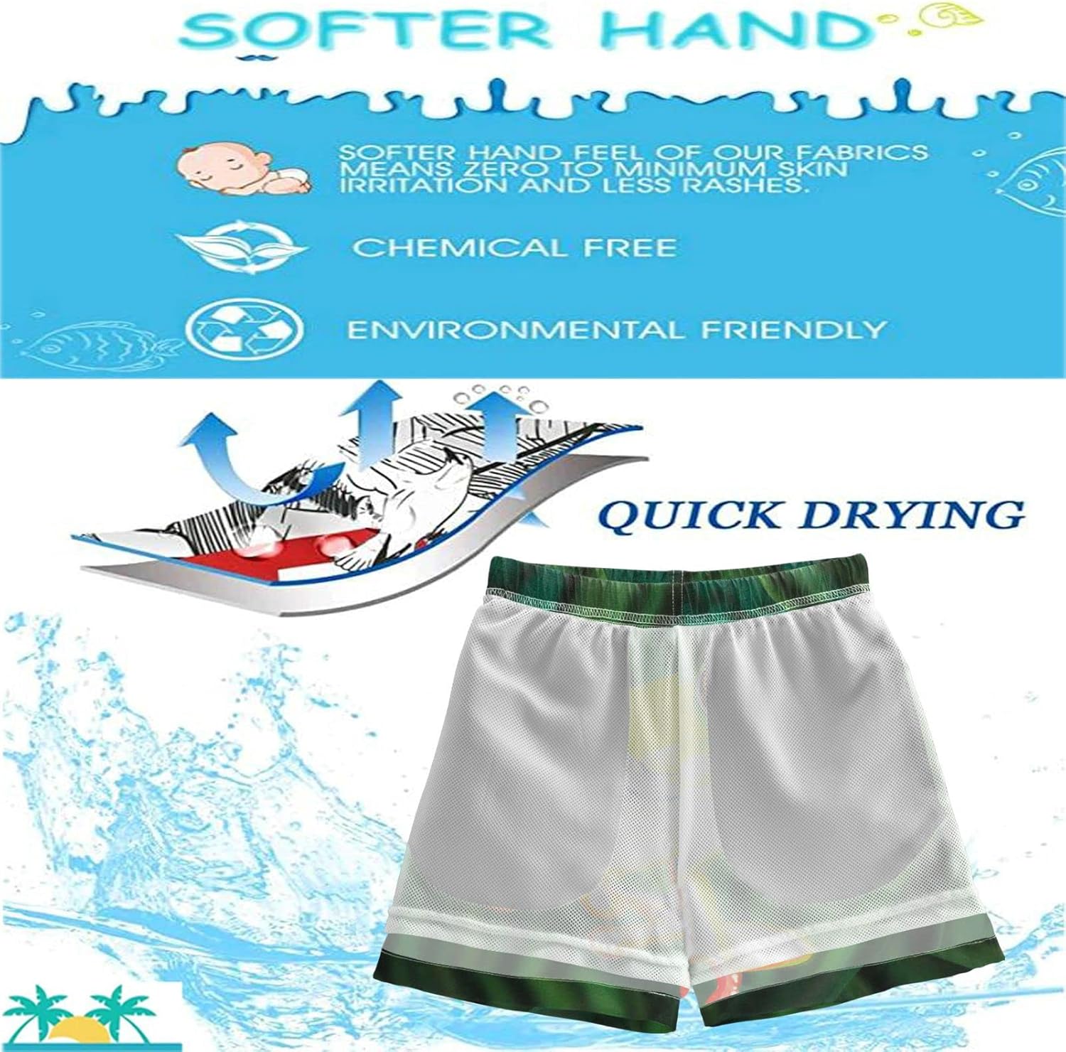 Visesunny Boys Surfing Board Shorts