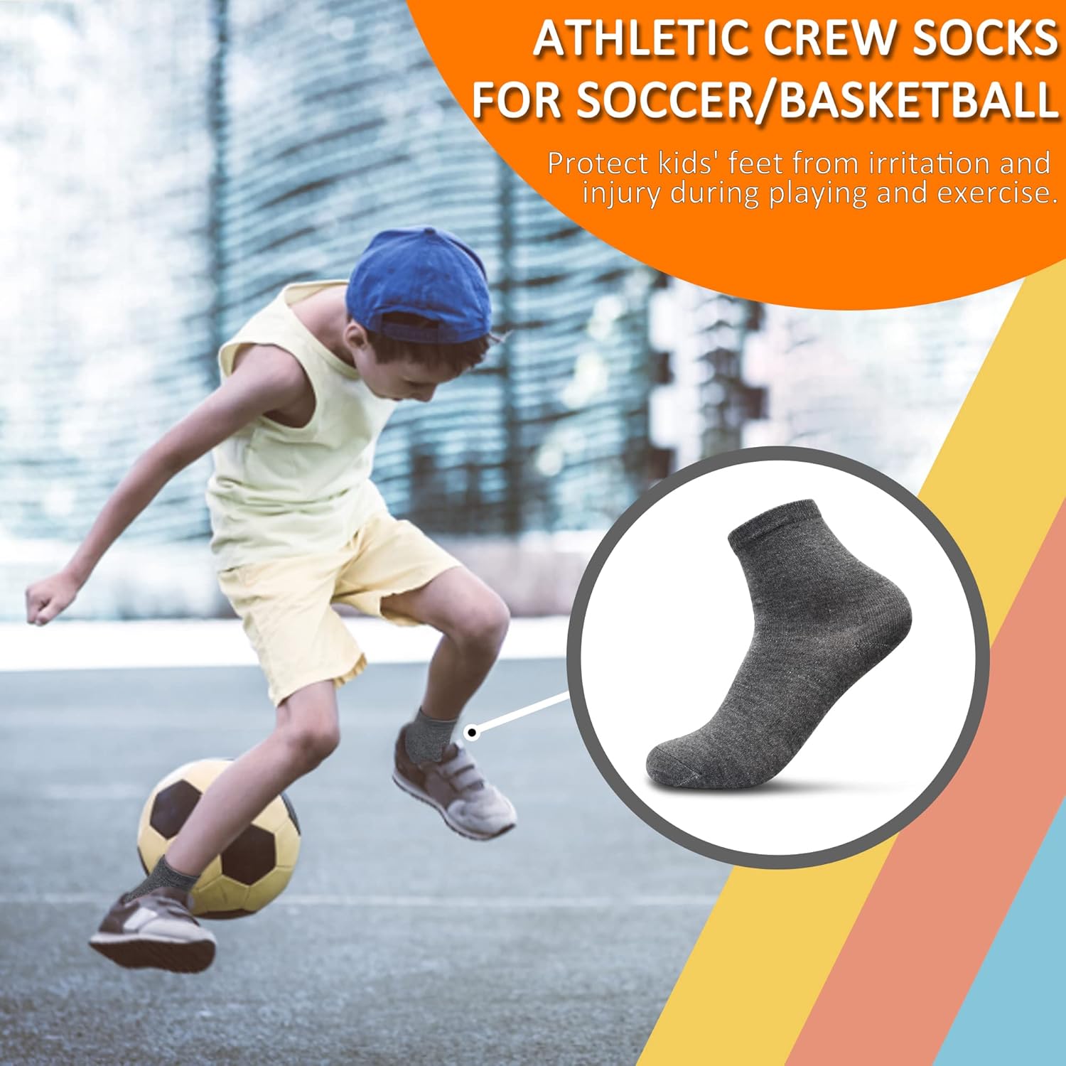 SPTRAMLE Boys Crew Socks Premium Stretch Tech for Growth Activity