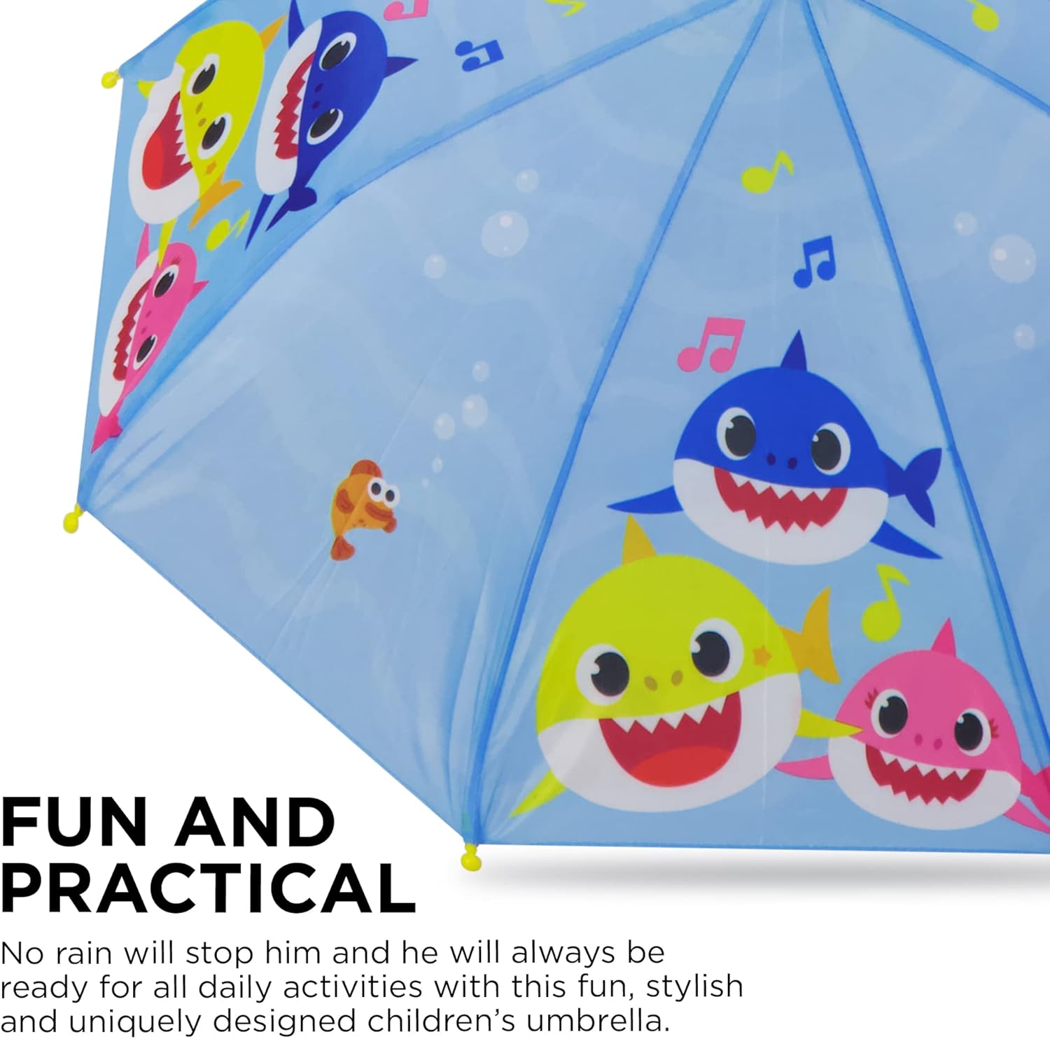 Nickelodeon Boys Umbrella and Poncho Raincoat Set with Baby Shark Design