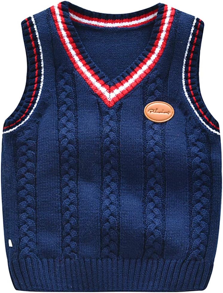 Toddler Boys Cable Knit V-Neck Sweater Vest