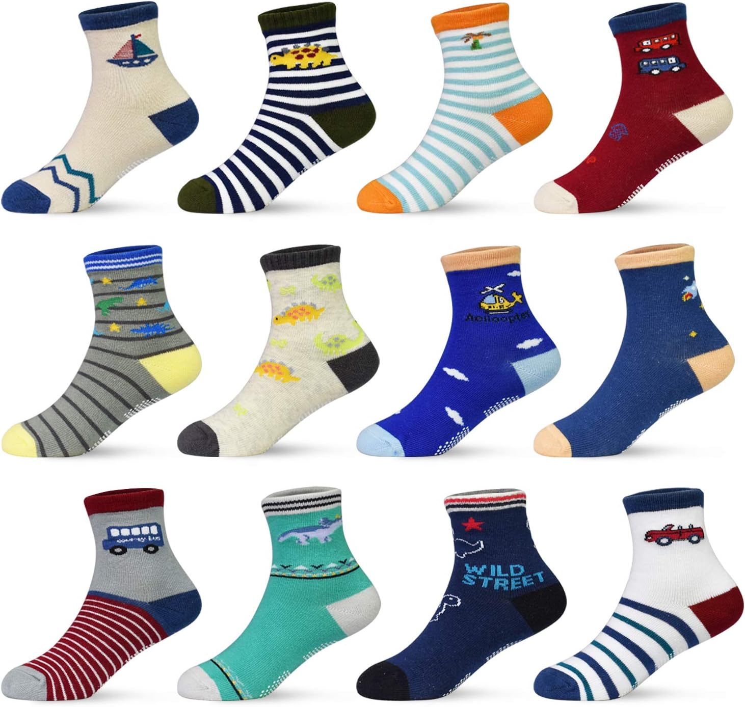 SkiBeaut Toddler Socks 12 Pairs Non Slip Grips