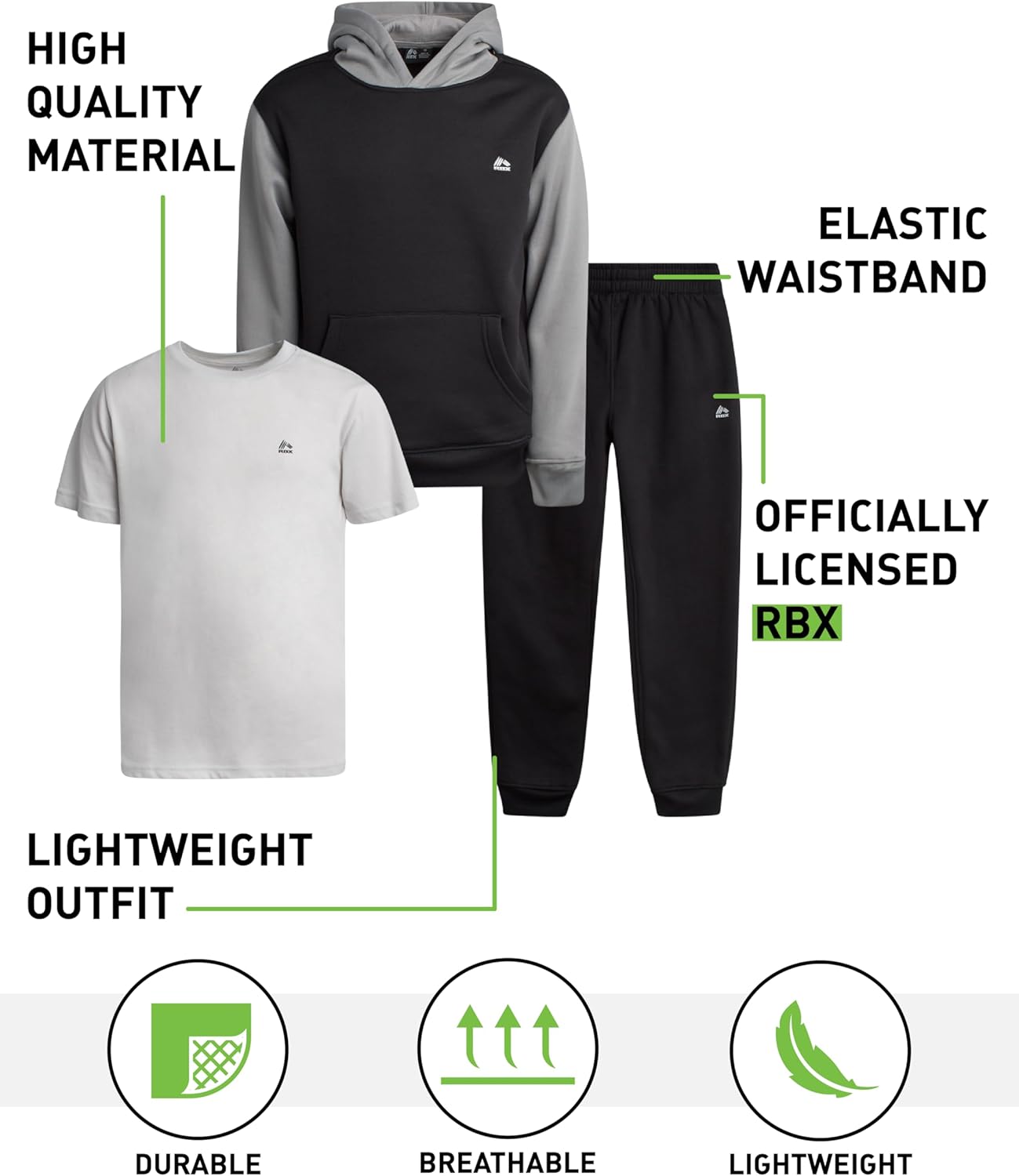 RBX Boys 3 Piece Active Jogger Set