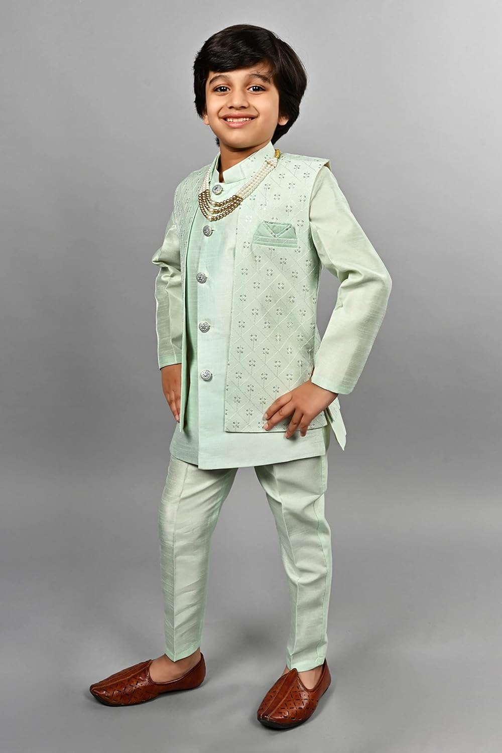 AHHA AAAA Kids Ethnic Silk Blend Indo-Western Sherwani Set for Boys 504MF