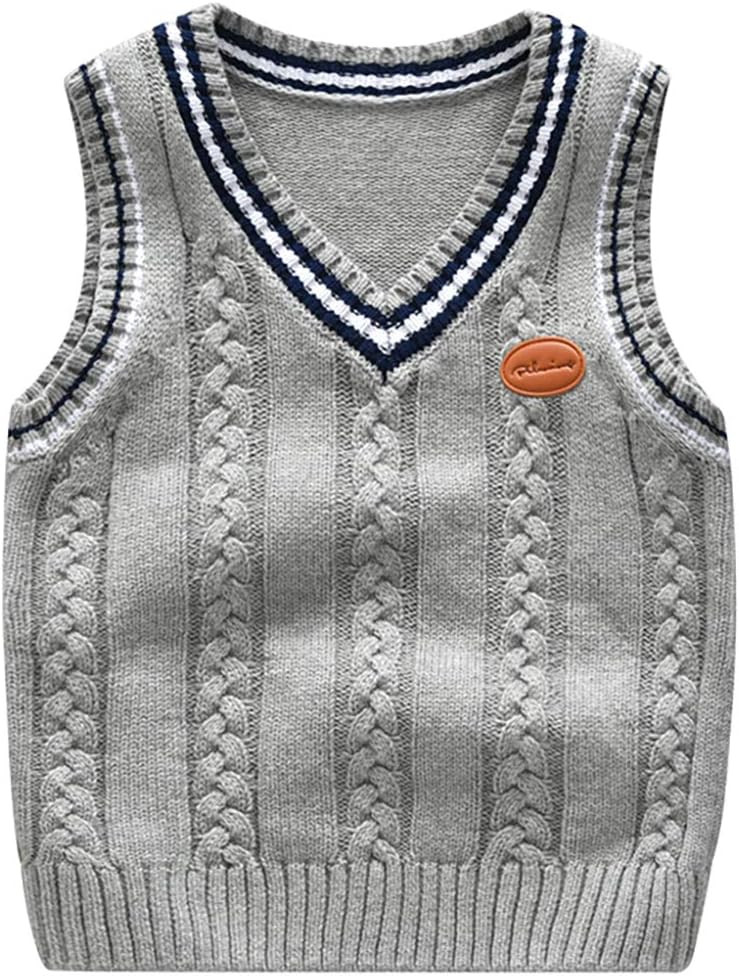 Achiyi Boys Cable Knit V-Neck Sweater Vest