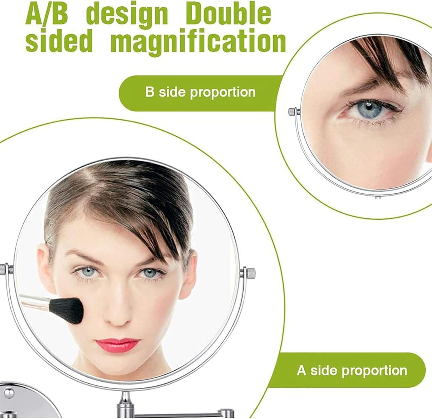 Wall-Mounted Magnifying Glass Miniwal - Double-Sided 5X LED Reflective Mirror 85 x 360 Rotate