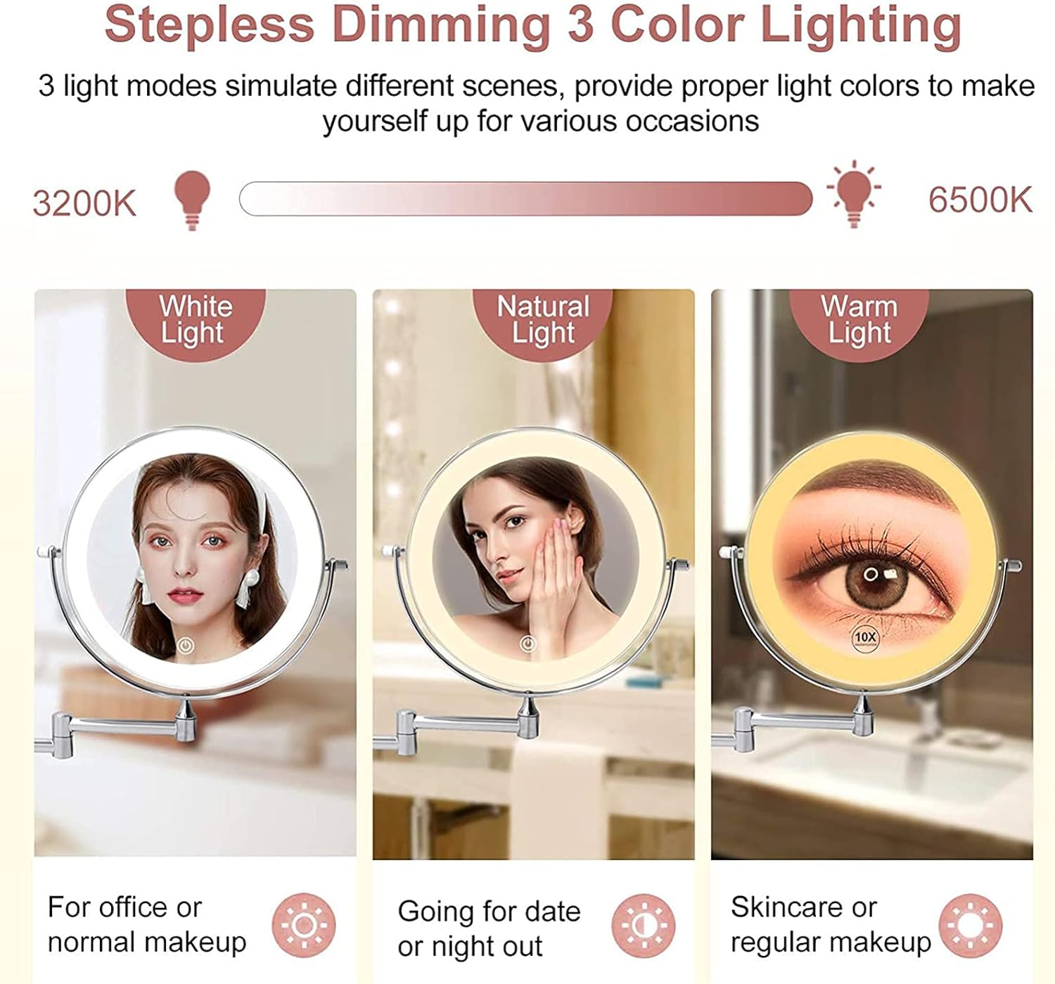 Wall-Mounted Double-Sided Makeup Mirror