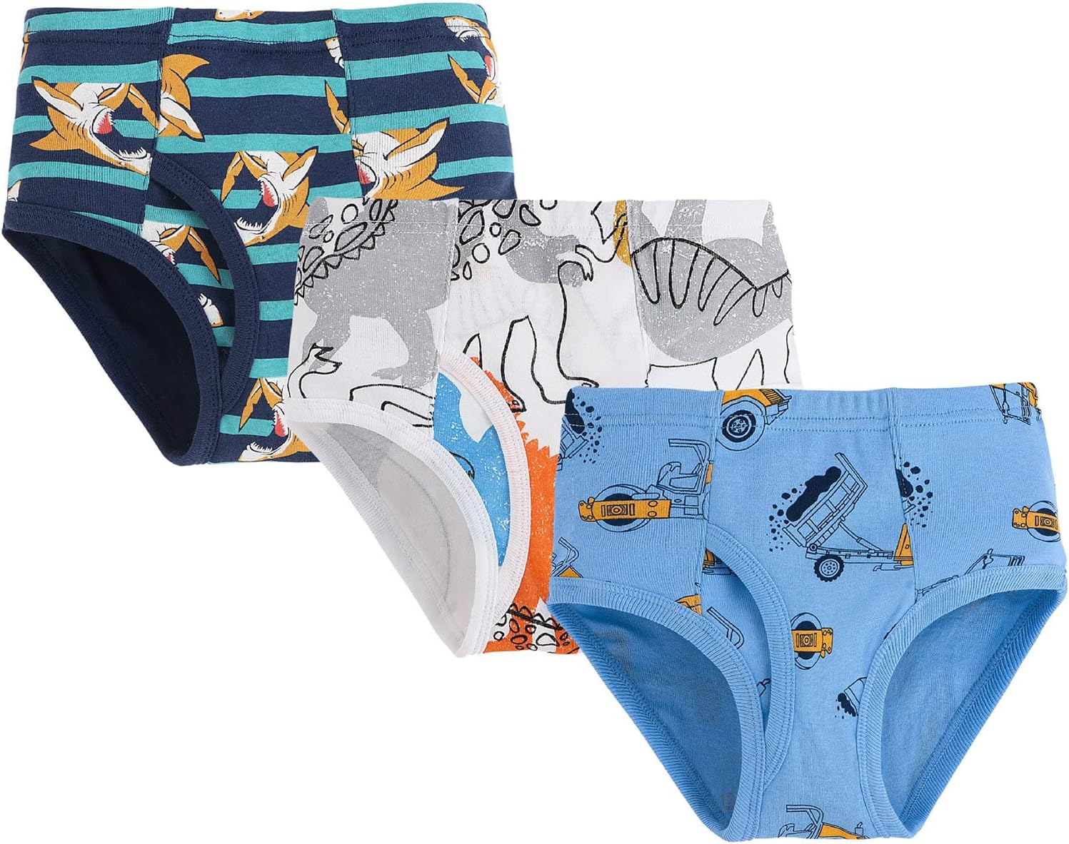 Little Boys Dinosaur Truck Briefs Tag with Breathable Design