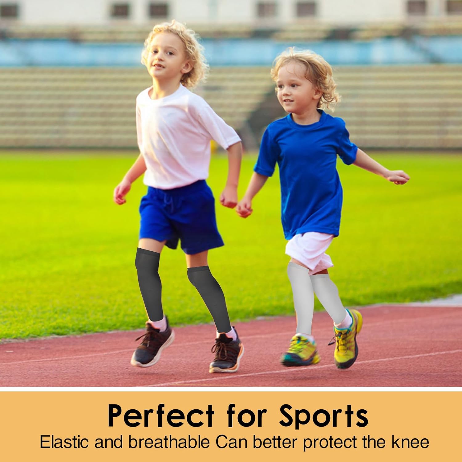 2-Pair Compression Leg Sleeves for Kids Supportive Breathable UV-Proof
