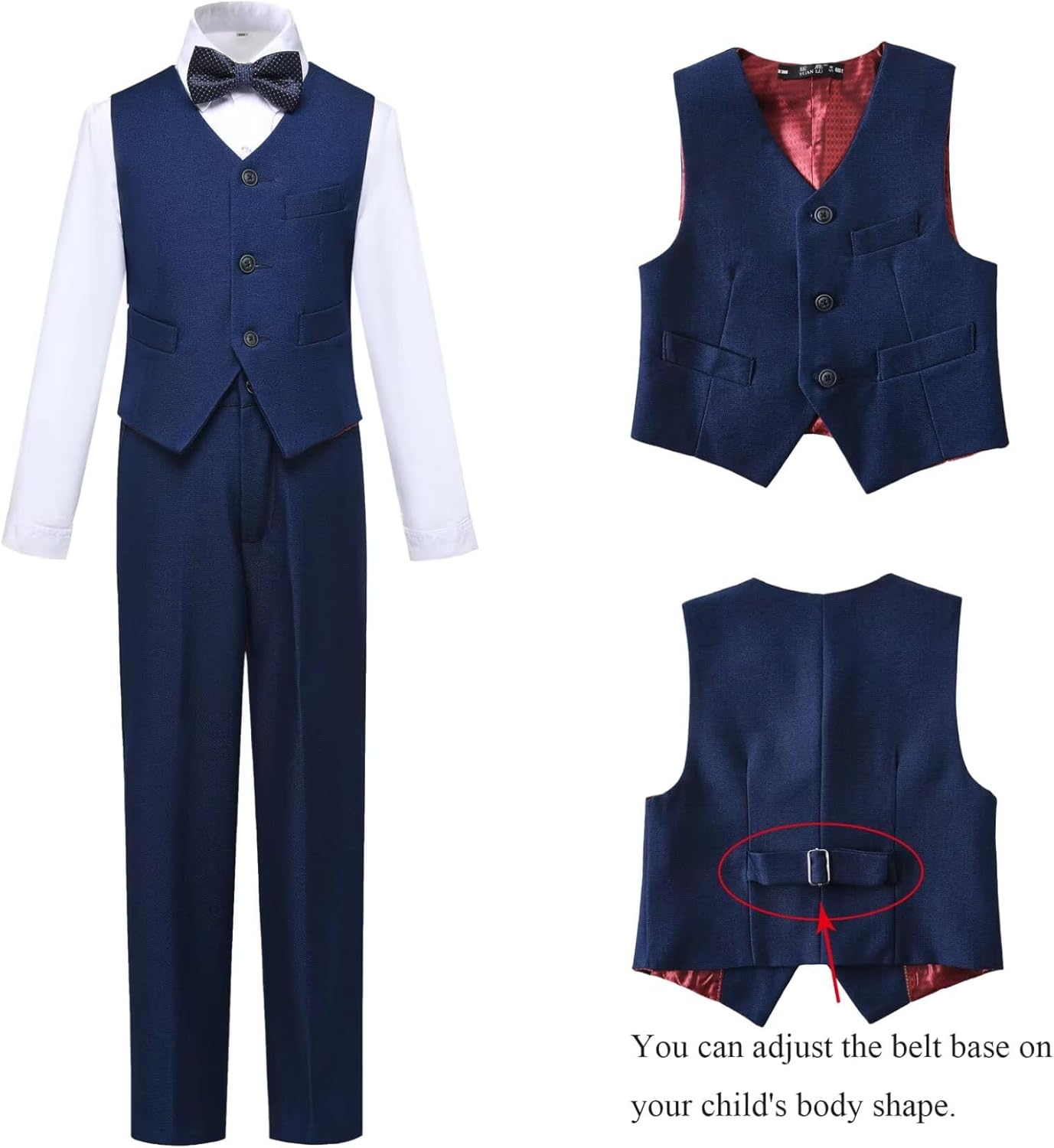 Boys Slim Fit Tuxedo Suit Set for Communion and Weddings