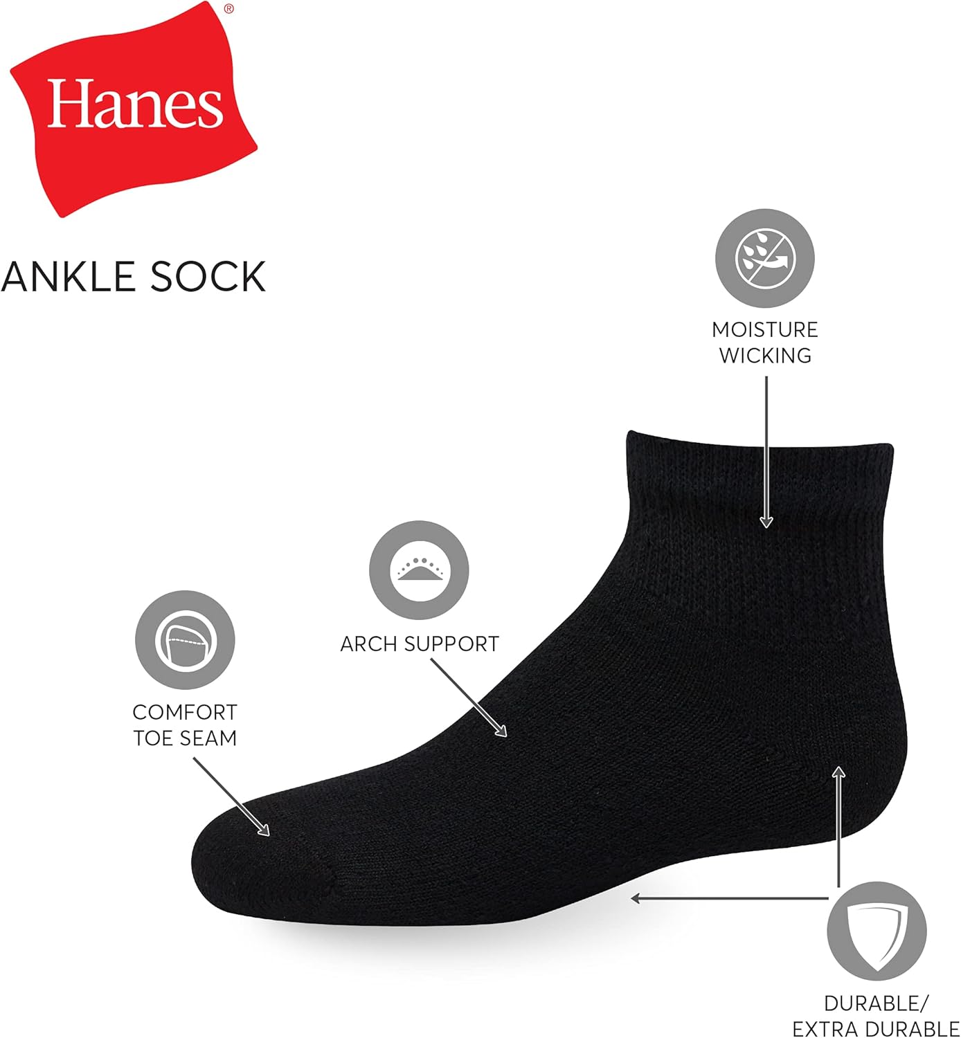 Hanes Boys Double Tough Socks 12-Pair Pack 1