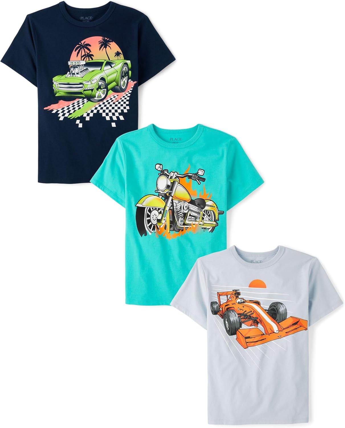 vehicle graphic T-Shirts for Boys Set of 3