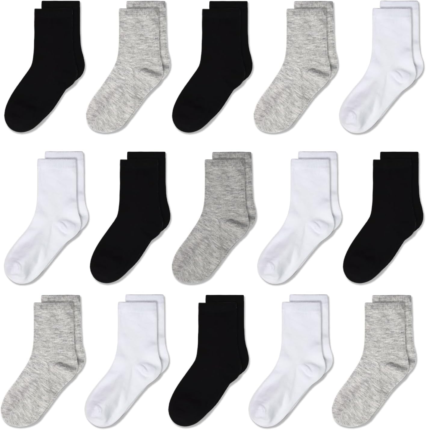GENTABY Kids Crew Socks 15 Pairs for Boys and Girls