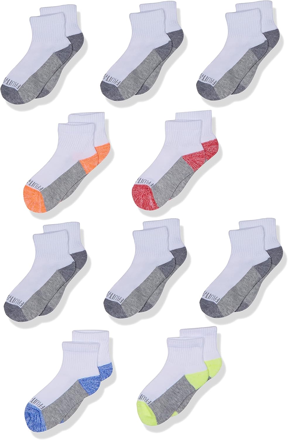Fruit of the Loom Boys No-Show Ankle Socks Cushioned Reinforced Design