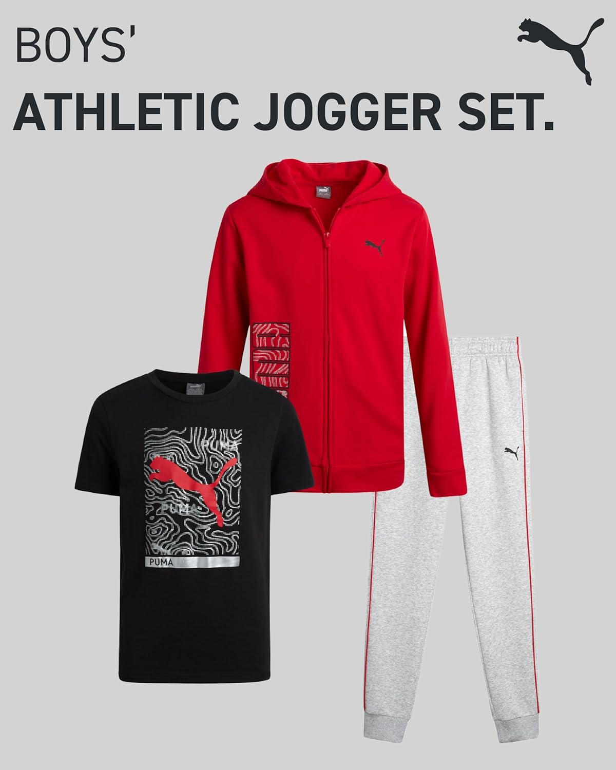 PUMA Boys Fleece Jogger Set - 3-Piece Comfort Set for Boys