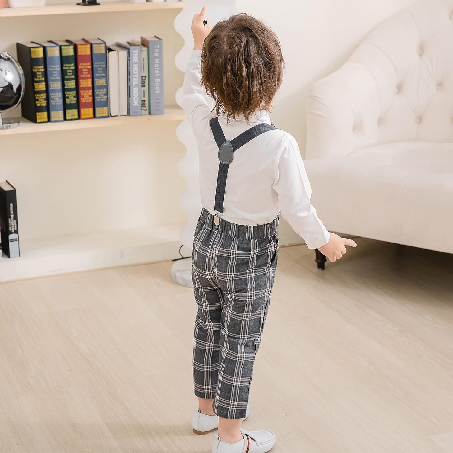 Kimocat Toddler Boy Numer Fashionable Set with Bowtie Suspender Straps