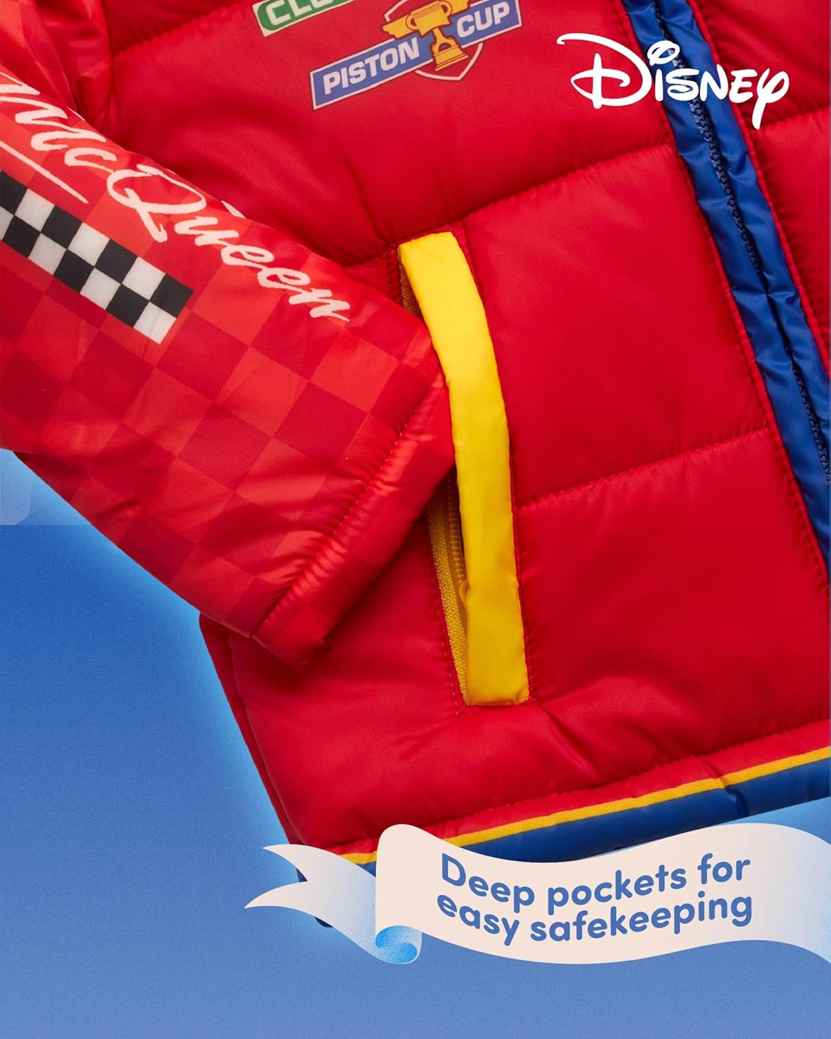 Disney Boys Puffer Jacket - Mickey Cars Buzz Lightyear Full Zip
