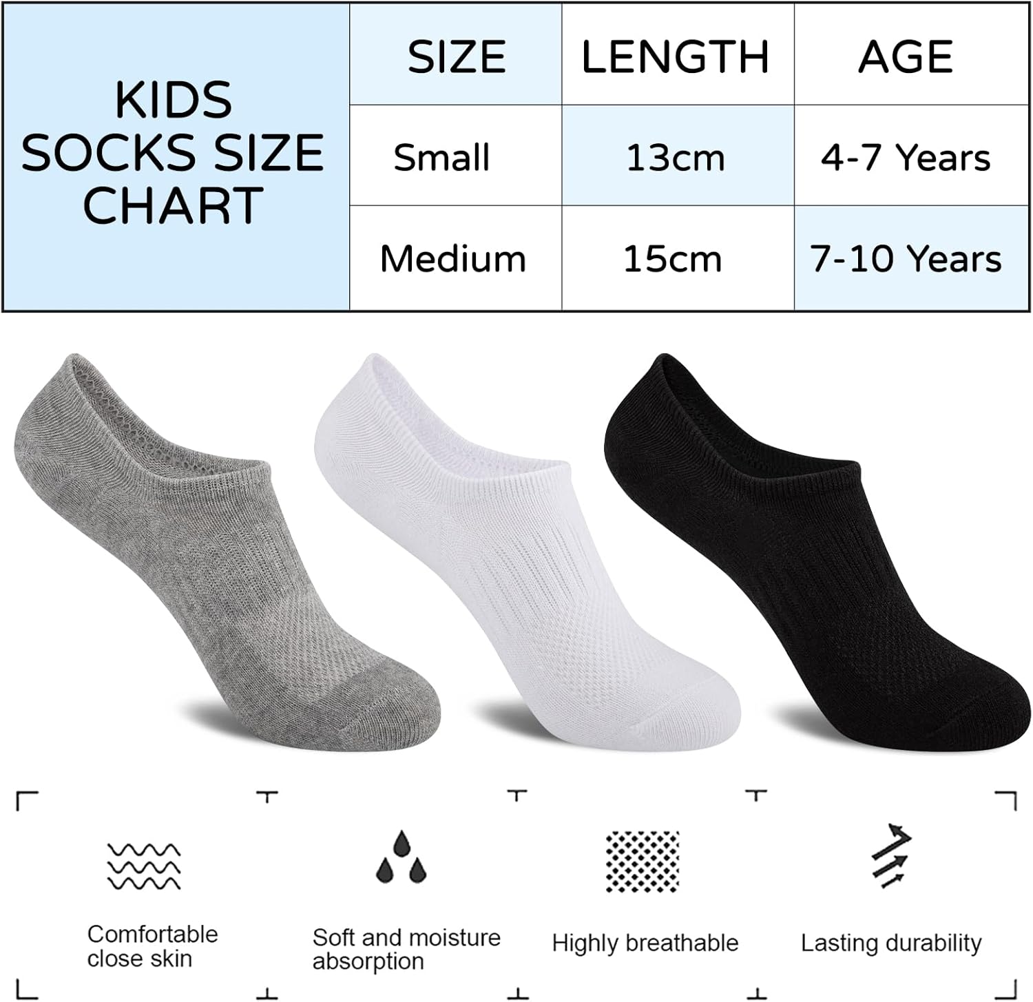 Comfoex Boys Socks - Comfortable Arch Support Non-Slip 10 Pairs