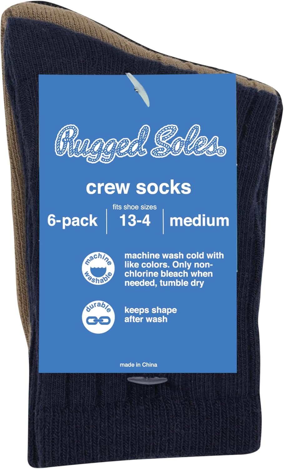 Comfortable Crew Socks for Boys Black Navy Khaki