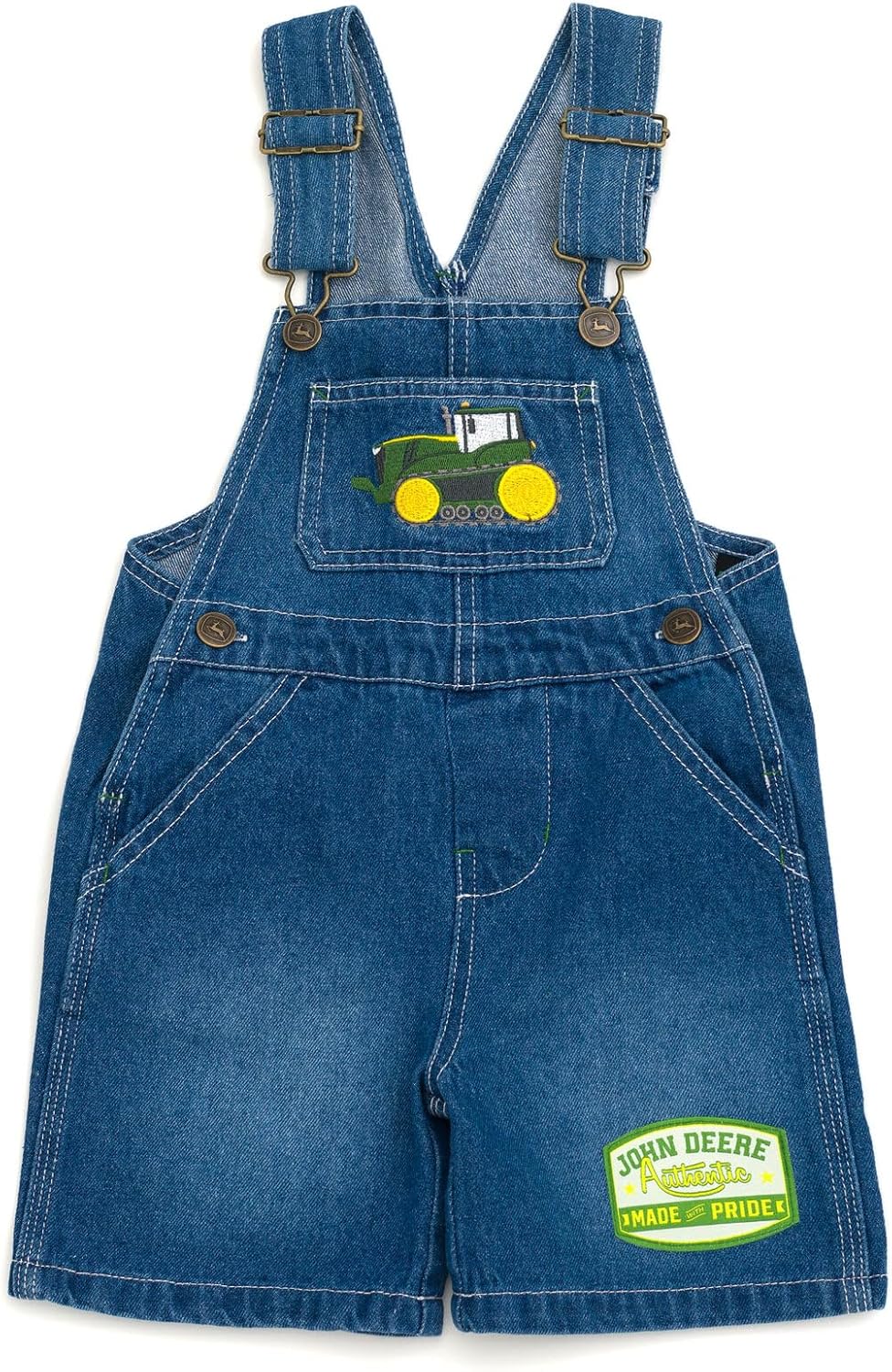 John Deere Denim Square Neck Short Overalls for Boys 2T to 7-8