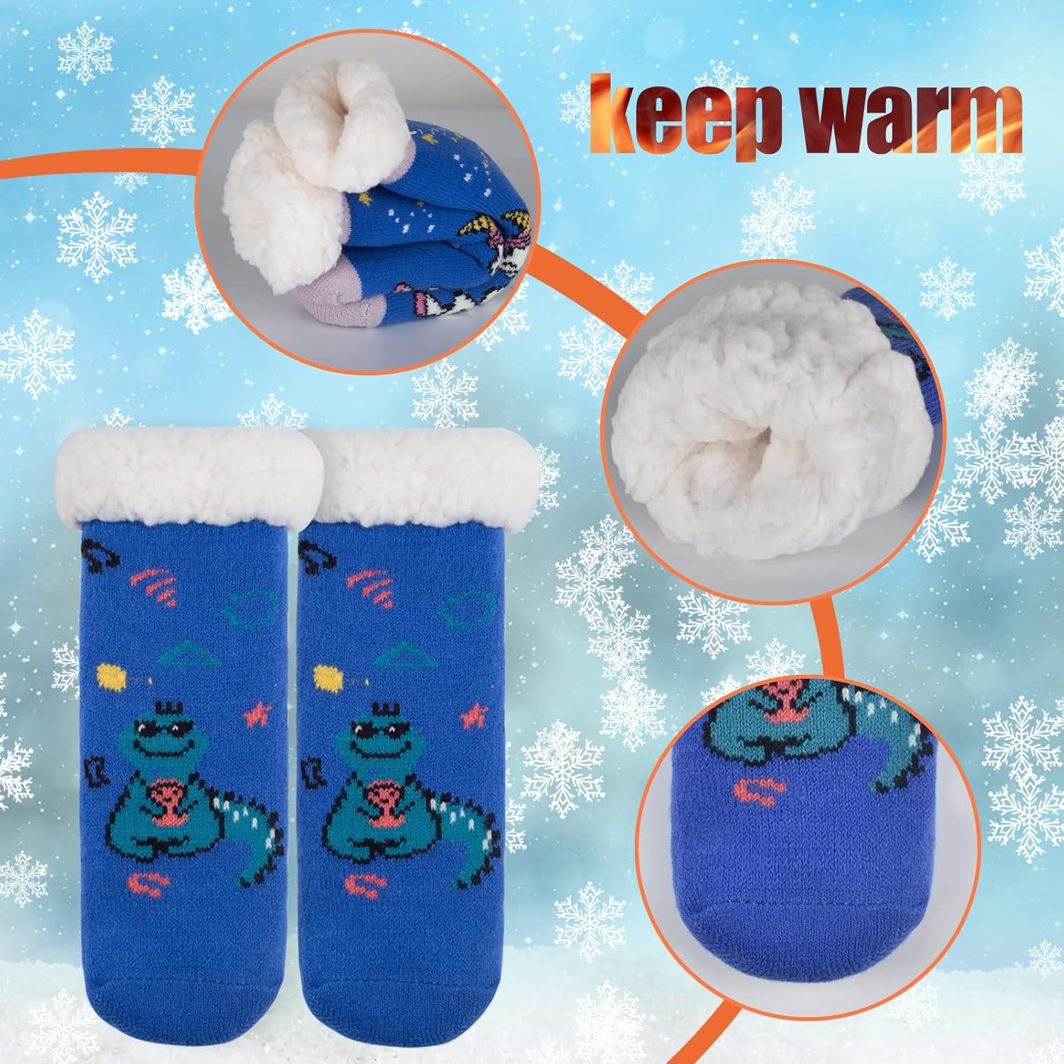 FENELY Winter Fuzzy Slipper Socks for Kids