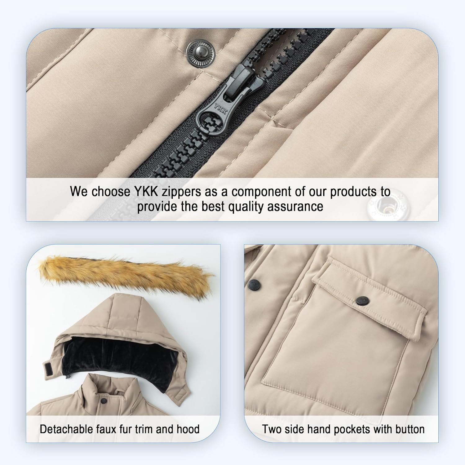 Wulful Boys Winter Coat Waterproof Fleece Lined Parka Jacket