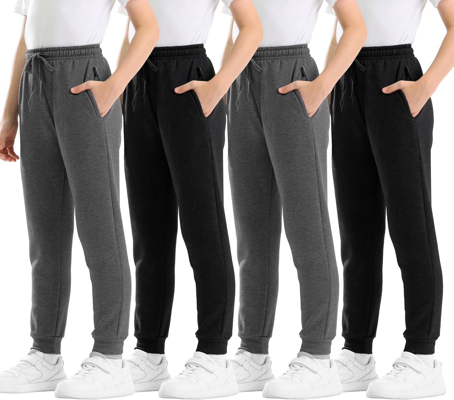 4-Piece Boys Soft Fleece Athletic Joggers