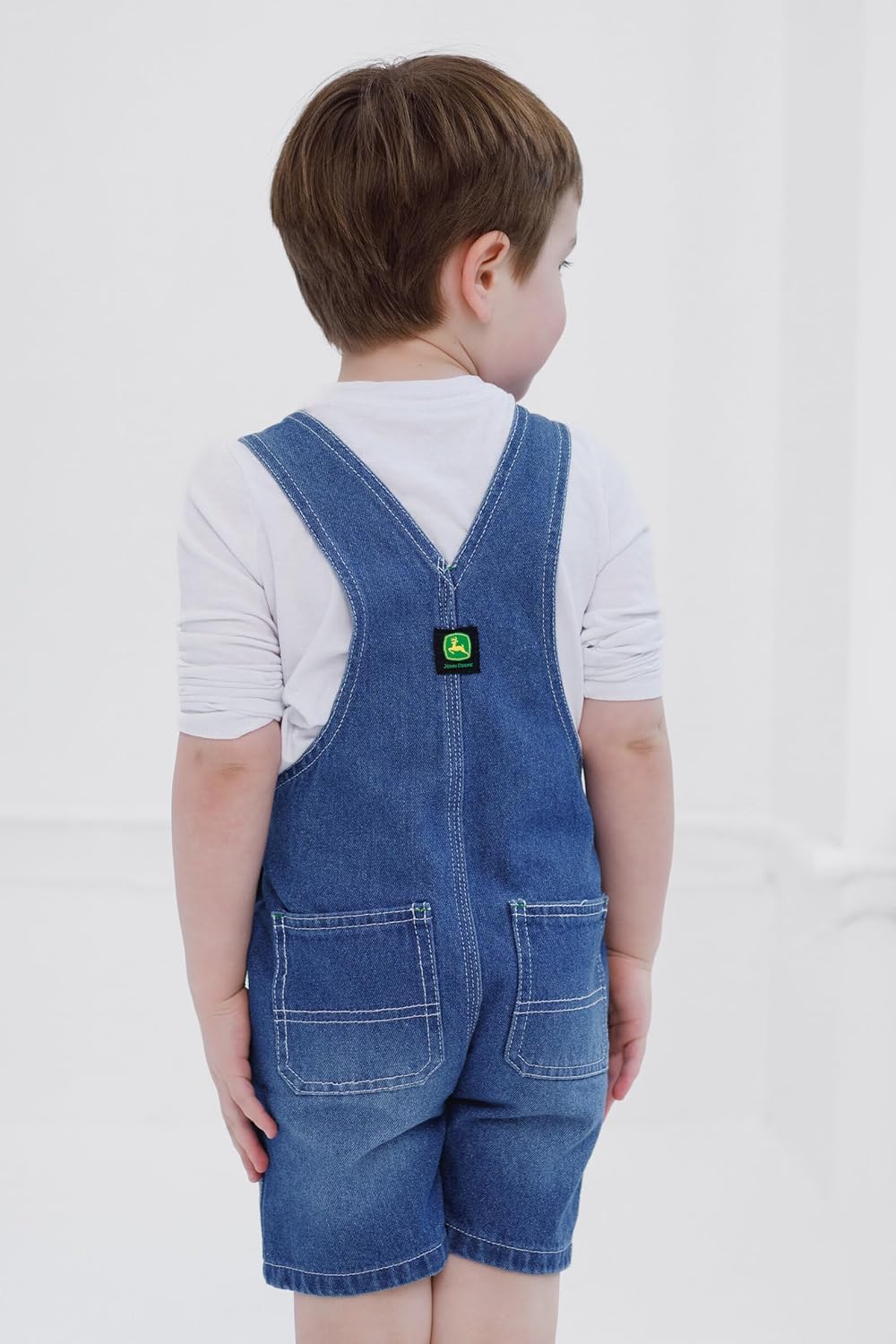 John Deere Denim Square Neck Short Overalls for Boys 2T to 7-8