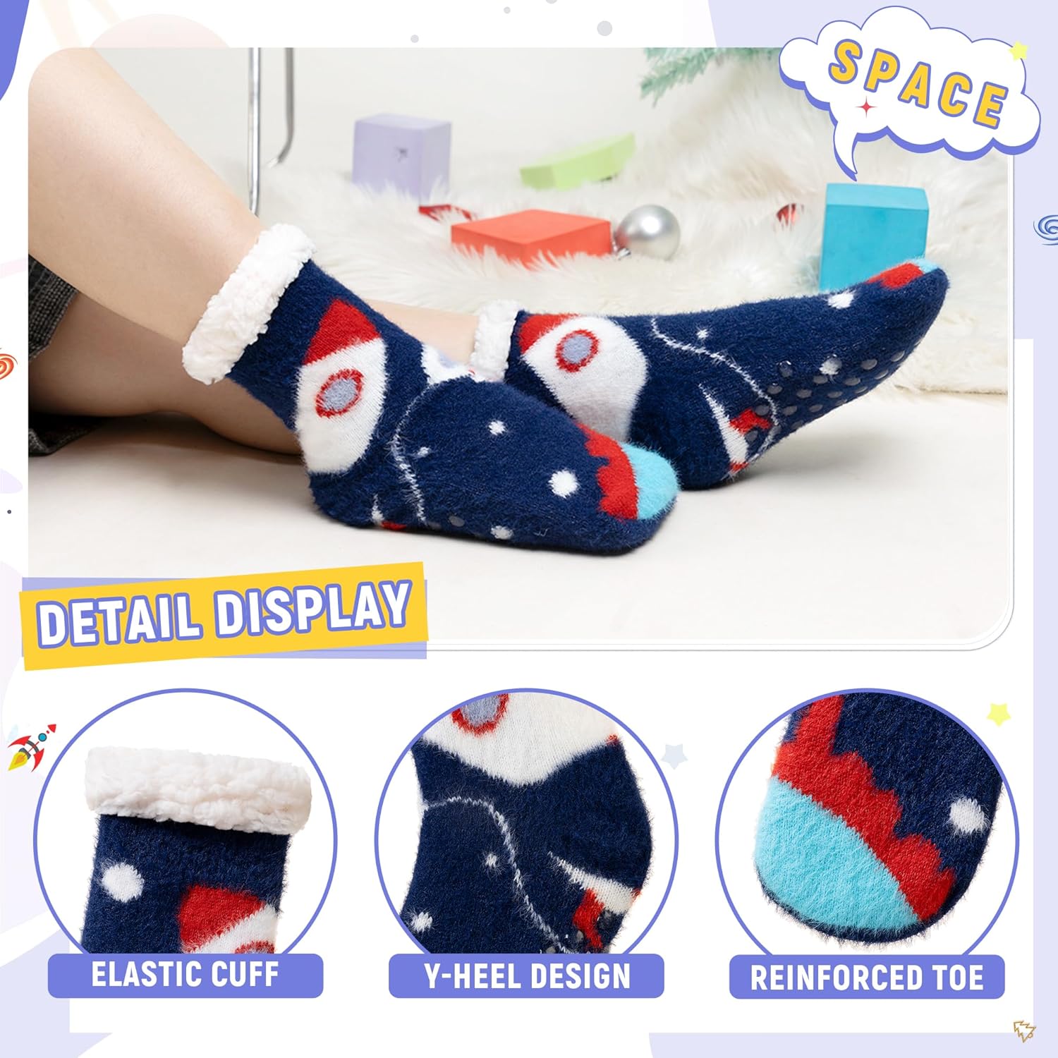 Thick Winter Fuzzy Slipper Socks Kids Men