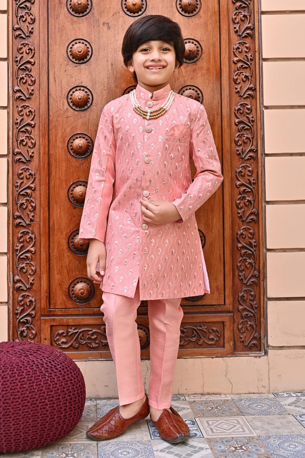 AHHAAAA Silk Blend Kids Party Wear Sherwani Set for Boys