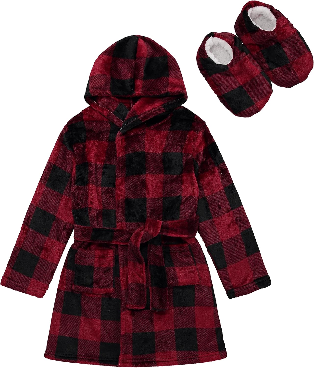 BCOOL Boys Dinosaur Camo Flannel Robe Slipper Set coziest for 4-12