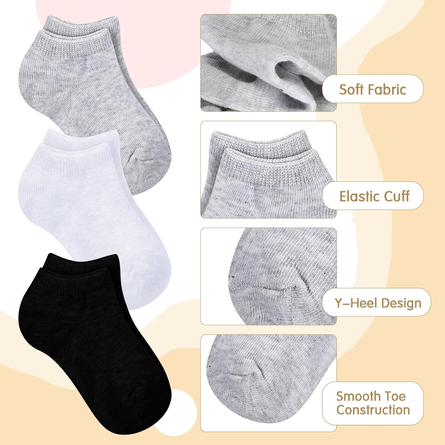 50 Pairs Toddler Ankle Socks for Kids