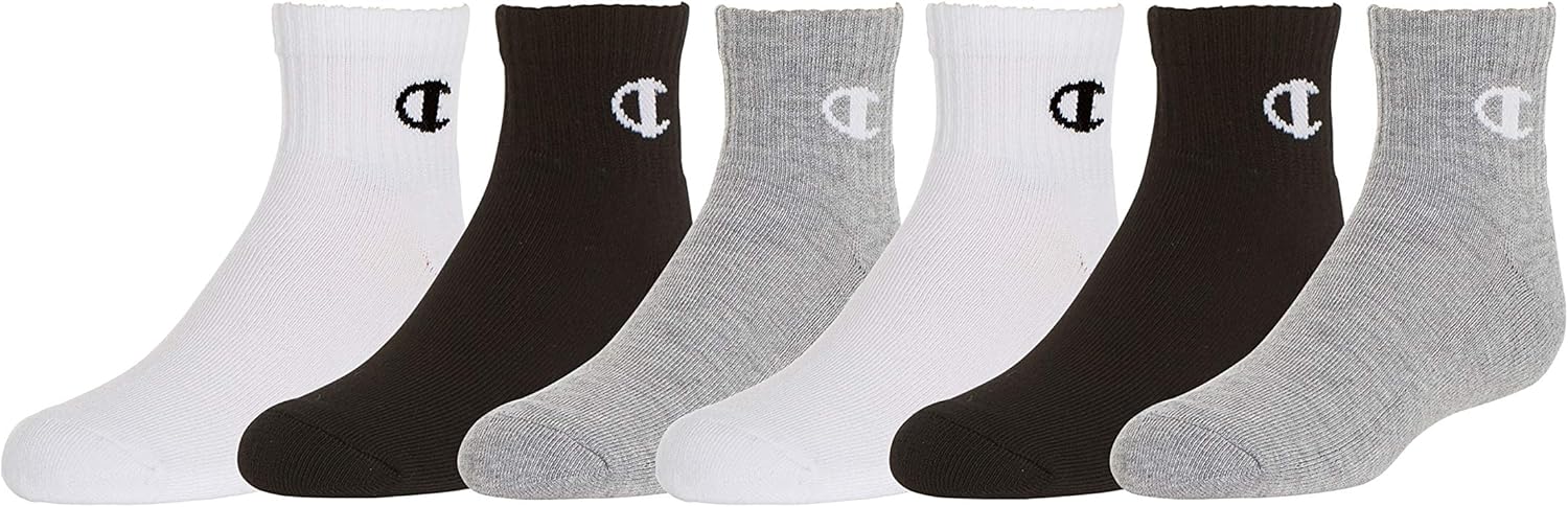 Champion Big Kids Quarter Socks for Boys