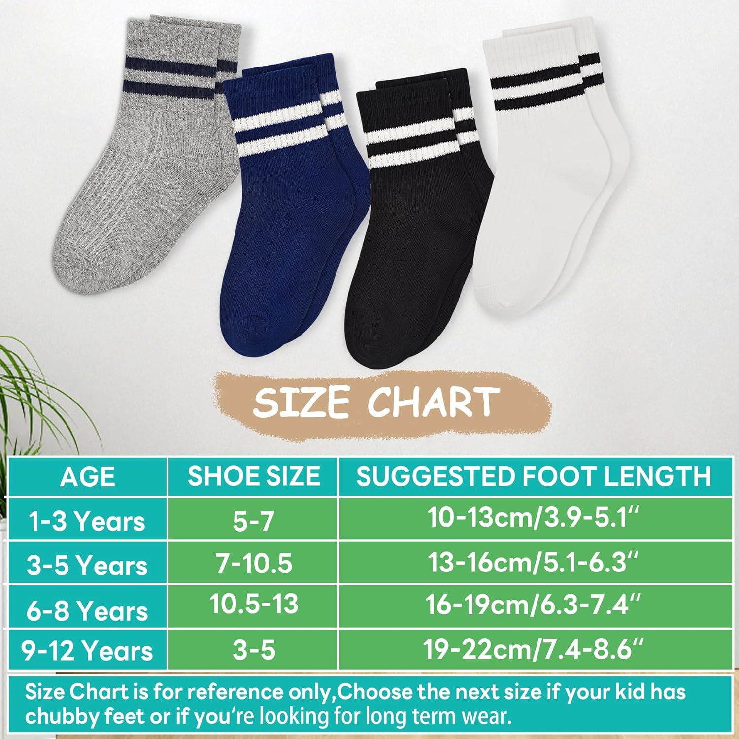 Perfect for Kids Soft Comfortable and Durable Cotton Crew Socks