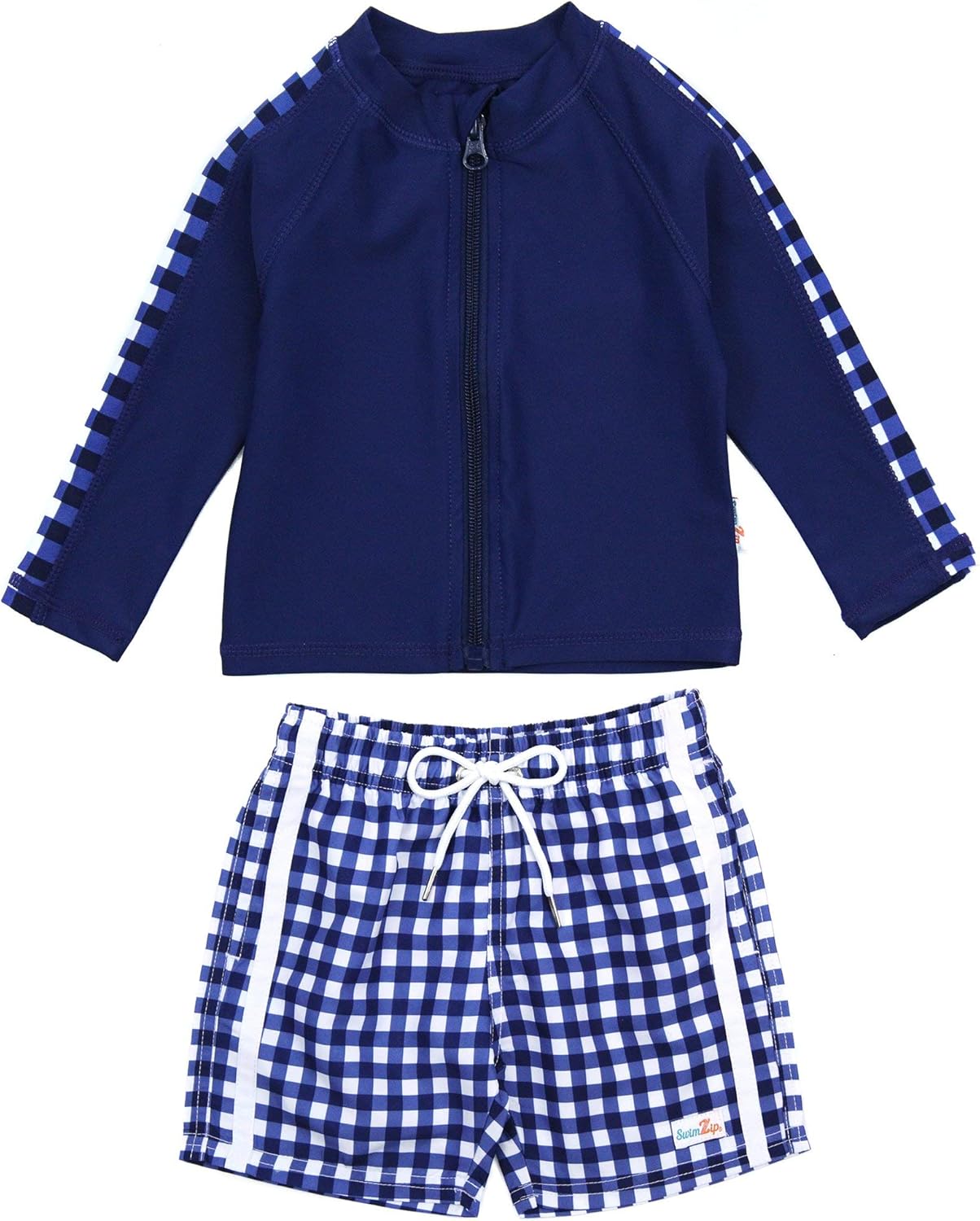 SwimZip Boys Long Sleeve Rash Guard Swim Shorts Set - UPF 50 Sun Protection