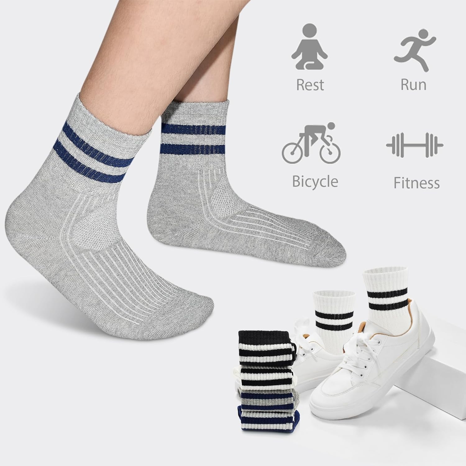 Perfect for Kids Soft Comfortable and Durable Cotton Crew Socks