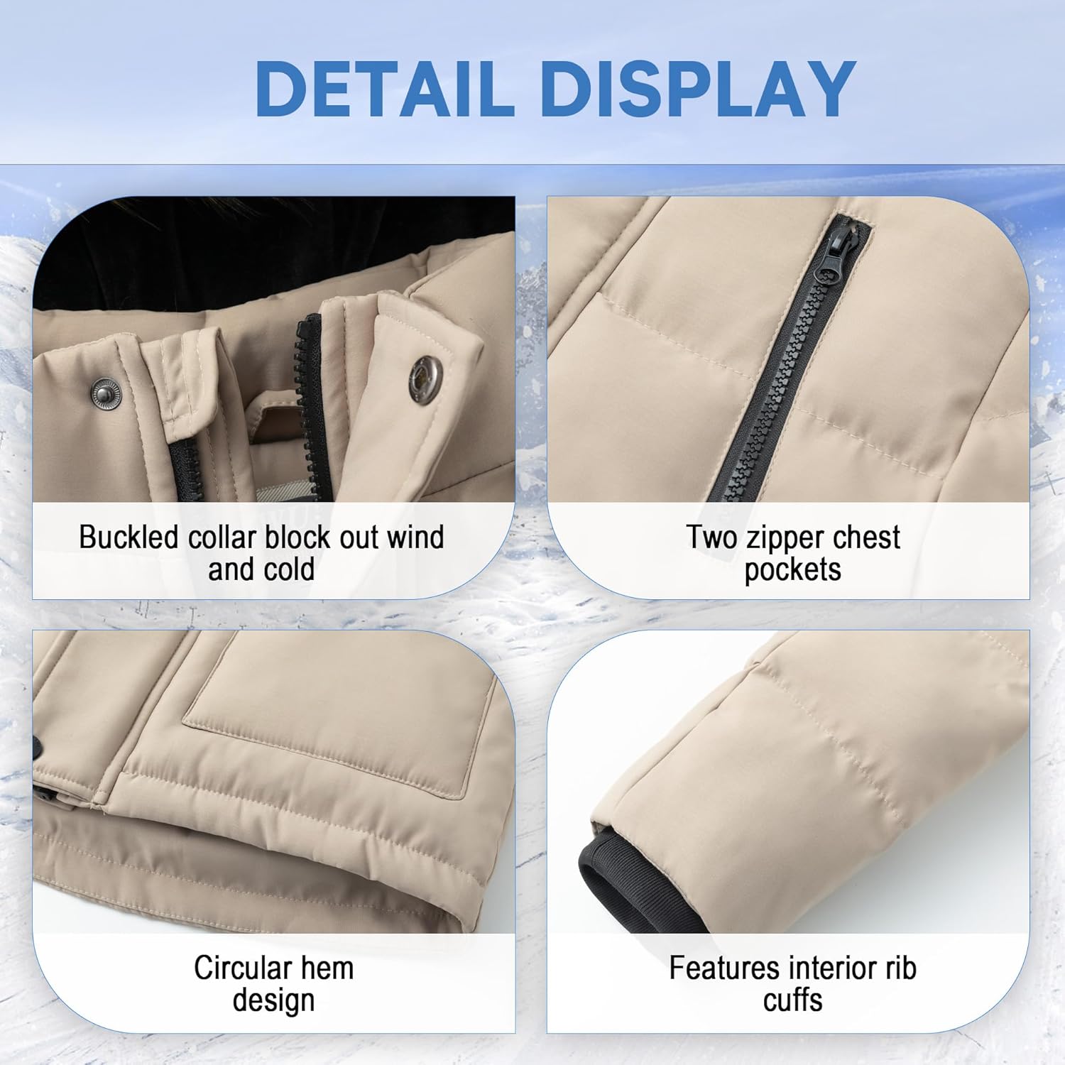 Wulful Boys Winter Coat Waterproof Fleece Lined Parka Jacket