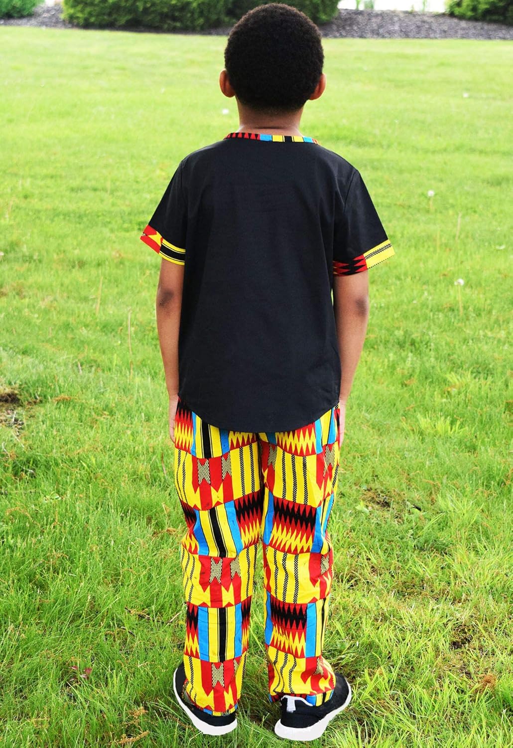 SHENBOLEN Boys African Print Kente Suit Set