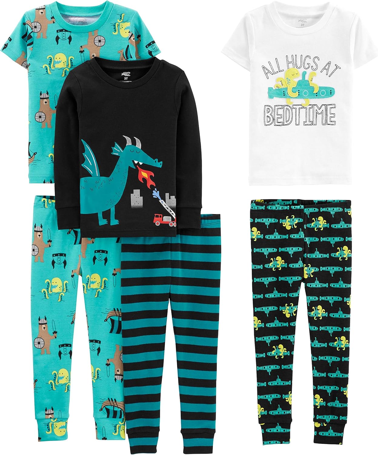 Simple Joys by Carters Boys 6-Piece Snug Fit Cotton Pajama Set 1