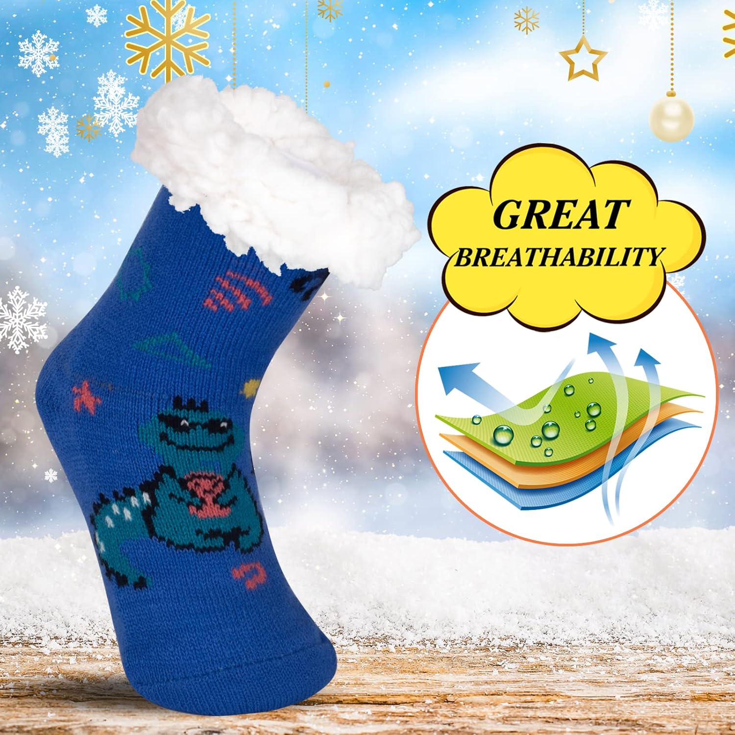 FENELY Winter Fuzzy Slipper Socks for Kids