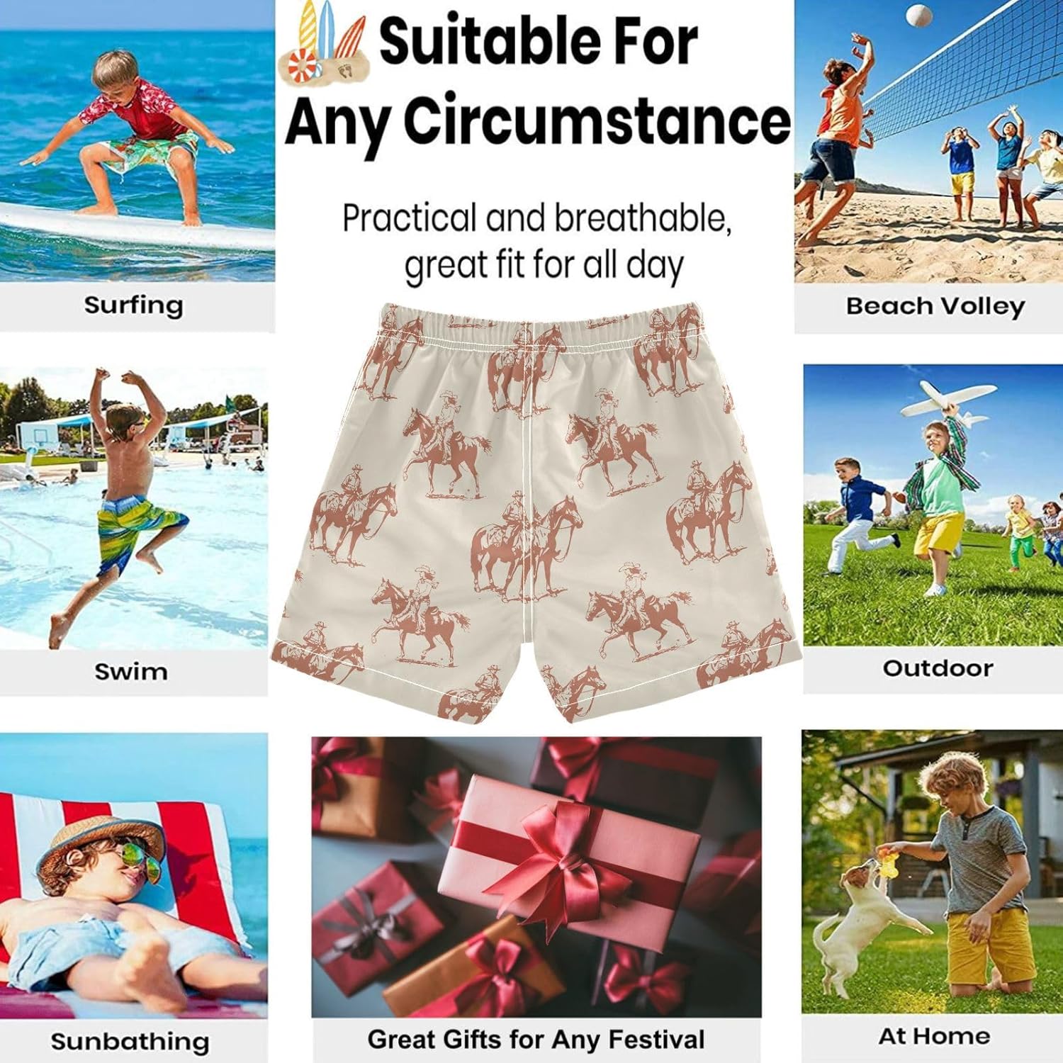 Visesunny Boys Swim Trunks Fashionable Comfortable