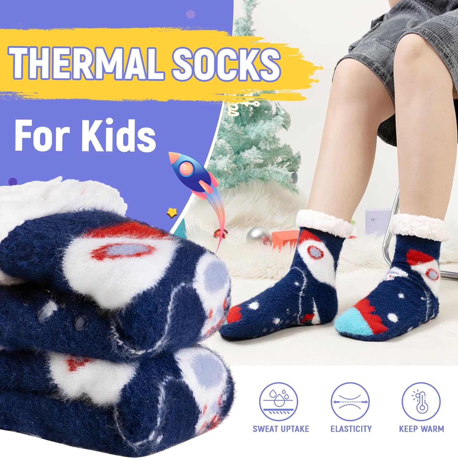 Thick Winter Fuzzy Slipper Socks Kids Men