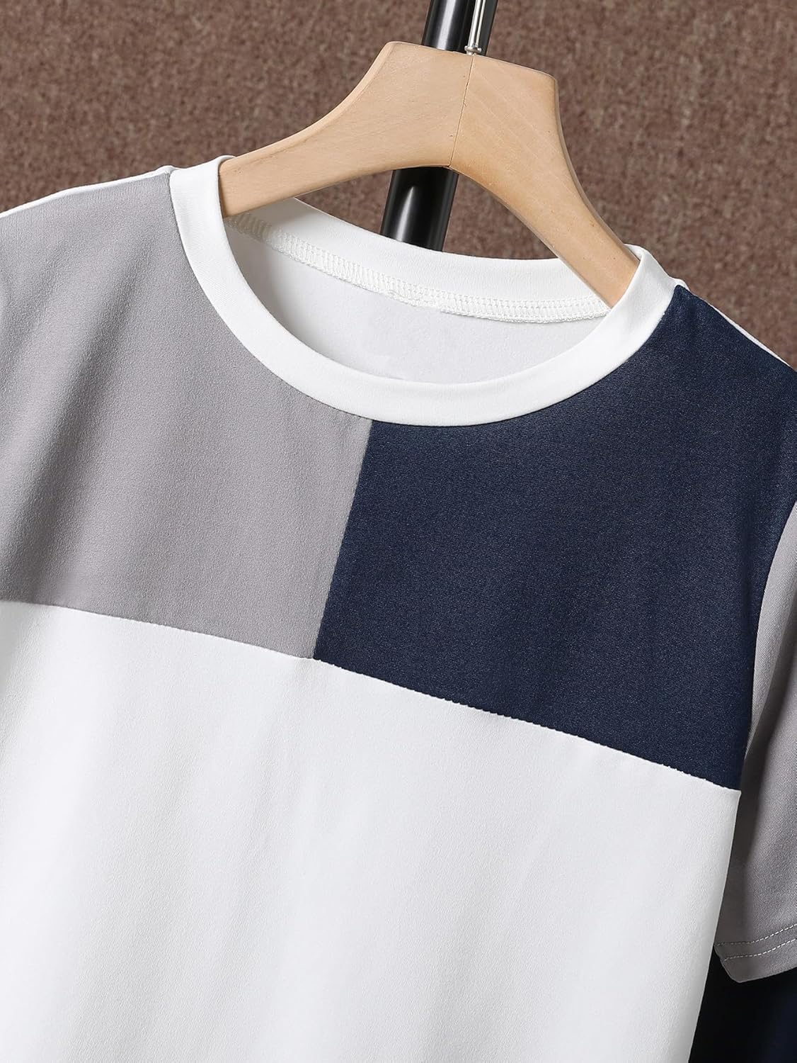 Oyoangle Boy 2 Piece Outfits Colorblock Short Sleeve Tee and Sweatpants Set