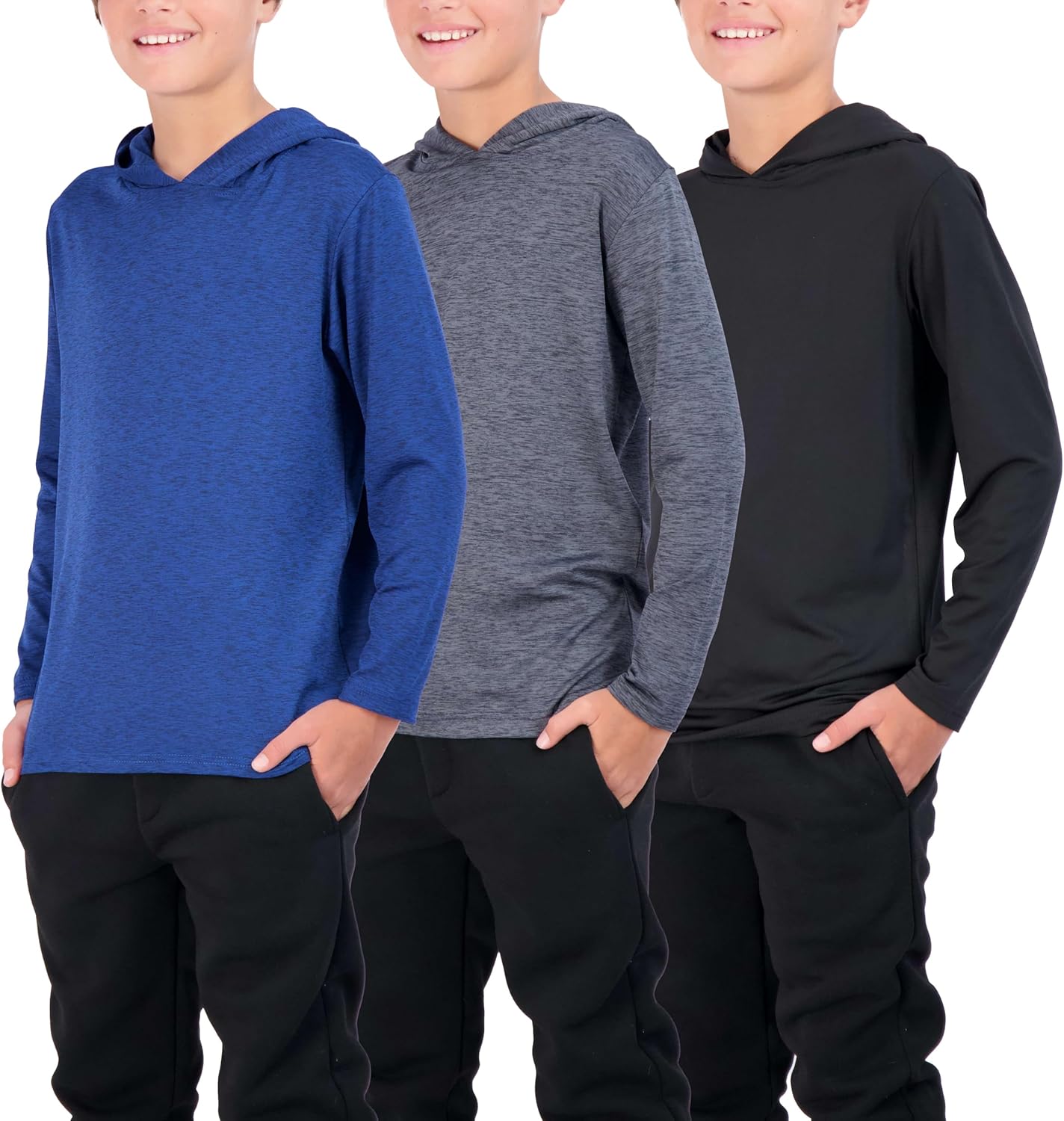 3 Pack Dry-Fit Youth Boys Long Sleeve Hoodies 1