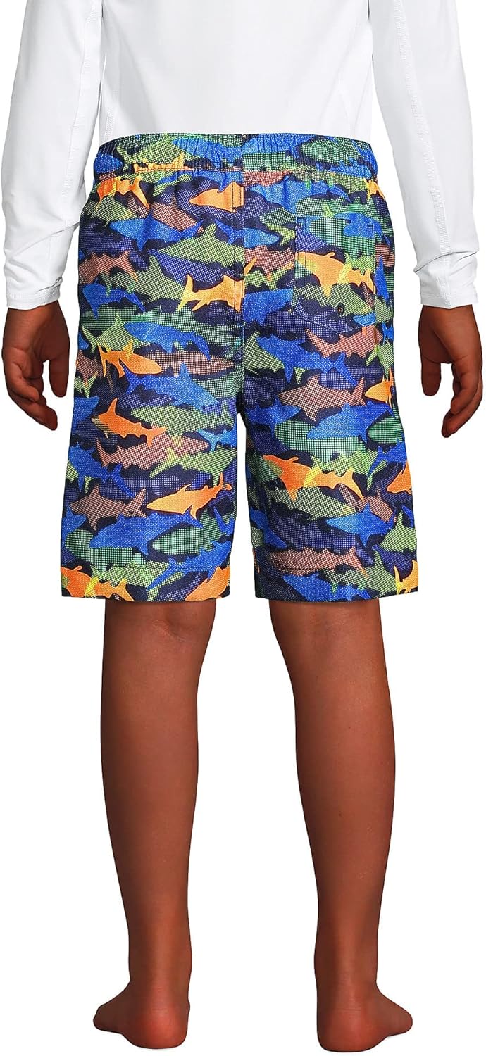 Lands End Boys-print-Safe Swim Trunks